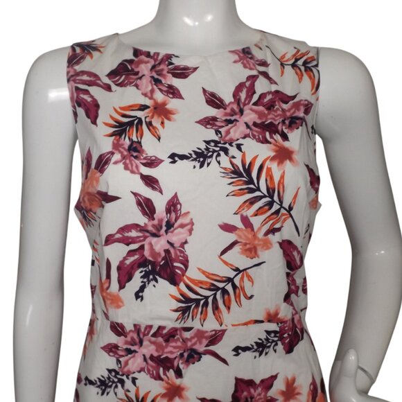 CREMIEUX Dress, 14, Floral, Accent Sash/belt, Sleeveless, White/Purple - Picture 2 of 13